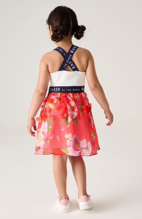 Shop Ted Baker Baker By  Kids' 3d Floral Fit & Flare Dress In Red