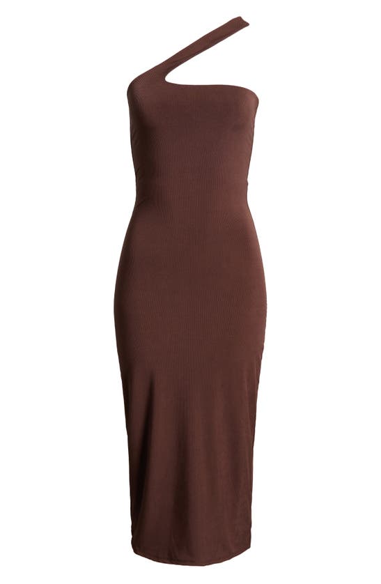 Shop Afrm Sloane One-shoulder Midi Dress In Cappuccino