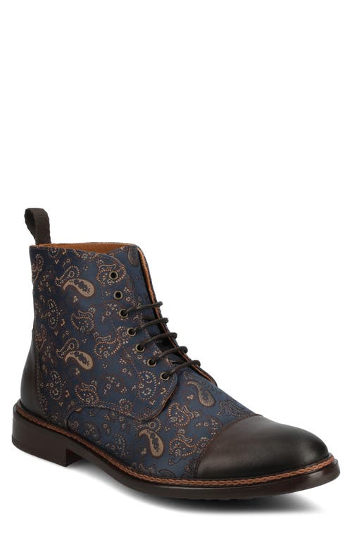 Taft The Jack Cap Toe Boot In Navy/brown Paisley