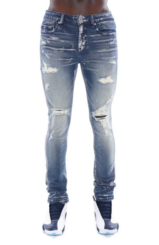 Cult Of Individuality Punk Super Skinny Jeans In Blue Streak In Blue Streak