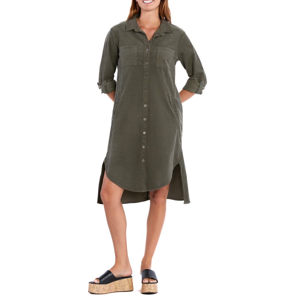WASH LAB DENIM WASH LAB DENIM CHILL OUT HIGH-LOW CORDUROY SHIRTDRESS