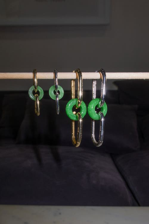 Seree Women's Gold Della Convertible Link Jade Earrings In Bright Green