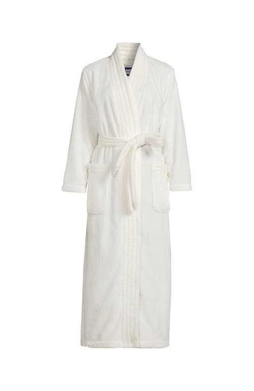 Lands' End Cozy Plush Long Wrap Robe In Ivory