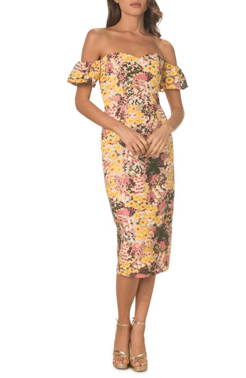 Dress the Population Tara Off Shoulder Midi Multi at Nordstrom,