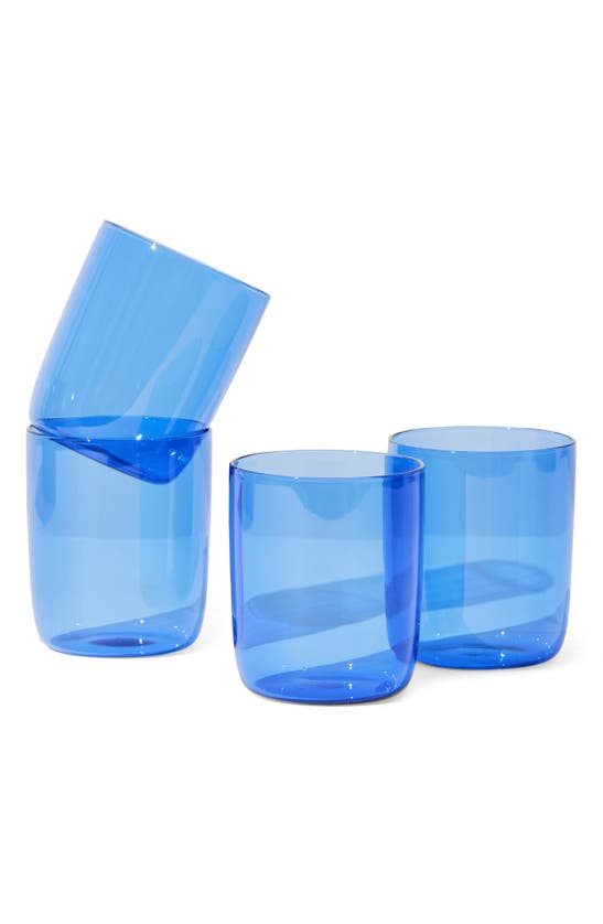 Shop House Of Nunu Set Of 4 Belly Tumblers In Blue