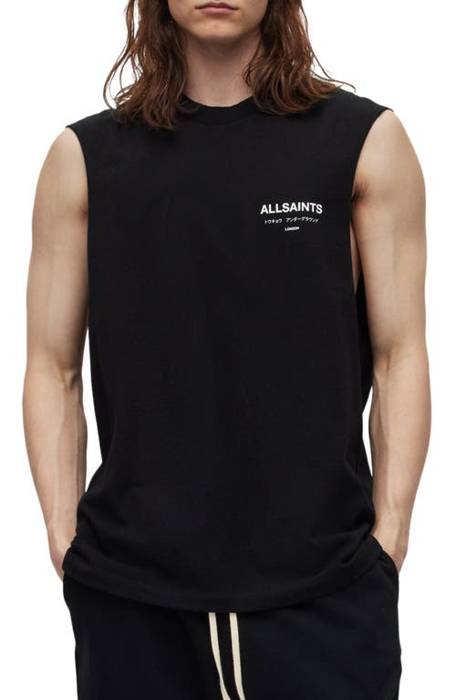 AllSaints Underground Crewneck Sleeveless T-Shirt in Jet Black