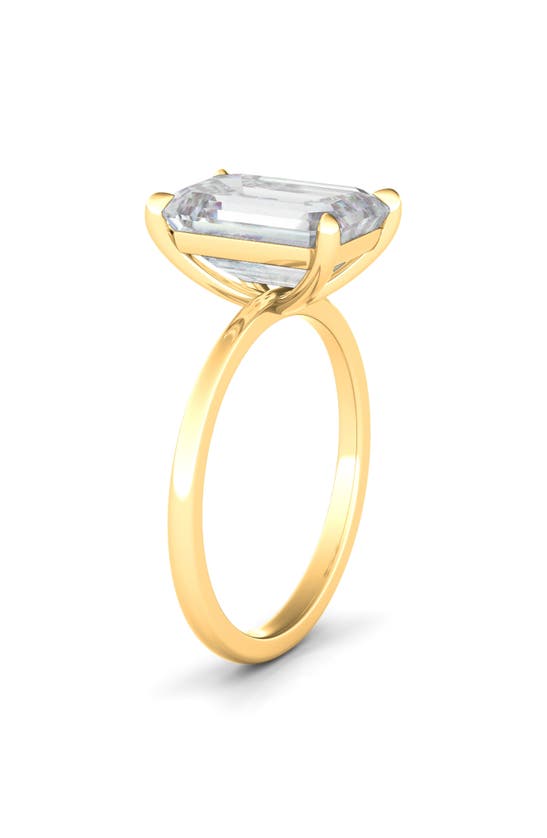 Hautecarat 18k White Gold Emerald Cut Lab Created Diamond Engagement Ring In 18k Yellow Gold