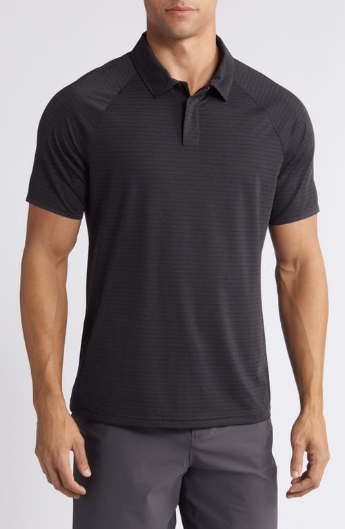 Shop Zella Fadeout Stripe Performance Polo In Black