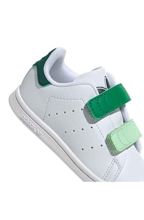 Shop Adidas Originals Kids' Stan Smith Comfort Closure Sneaker In White/ Green/ White