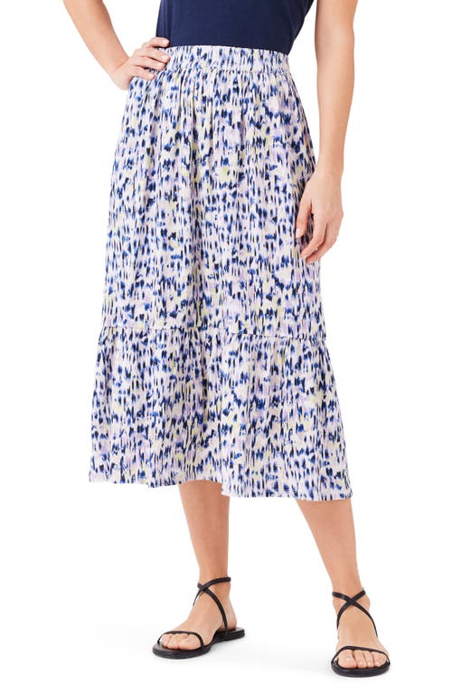 NZT by NIC+ZOE Abstract Ikat Tiered Midi Skirt Indigo Multi at Nordstrom,