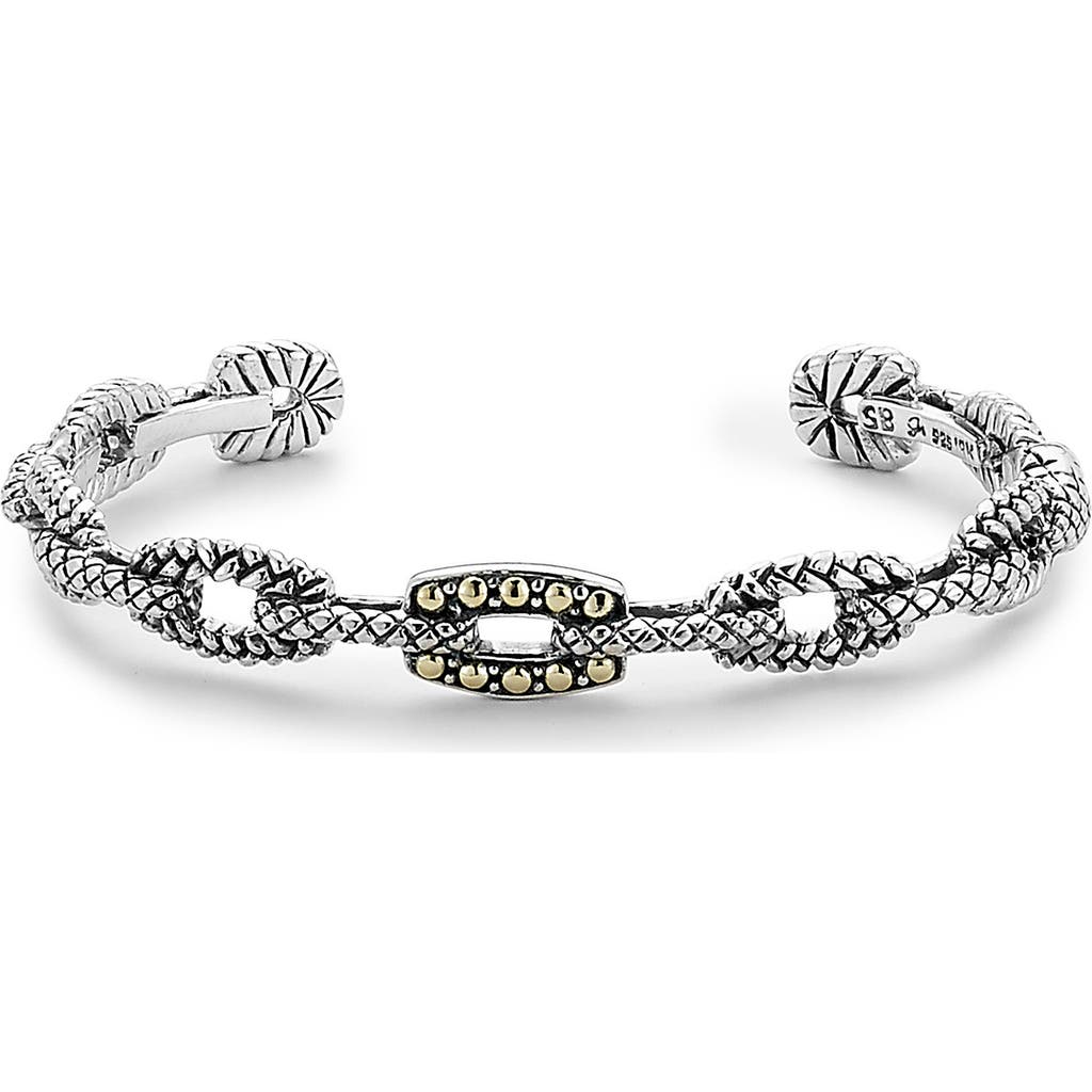 Samuel B. 18k Gold & Sterling Silver Paper Clip Bangle Bracelet In Silver/gold