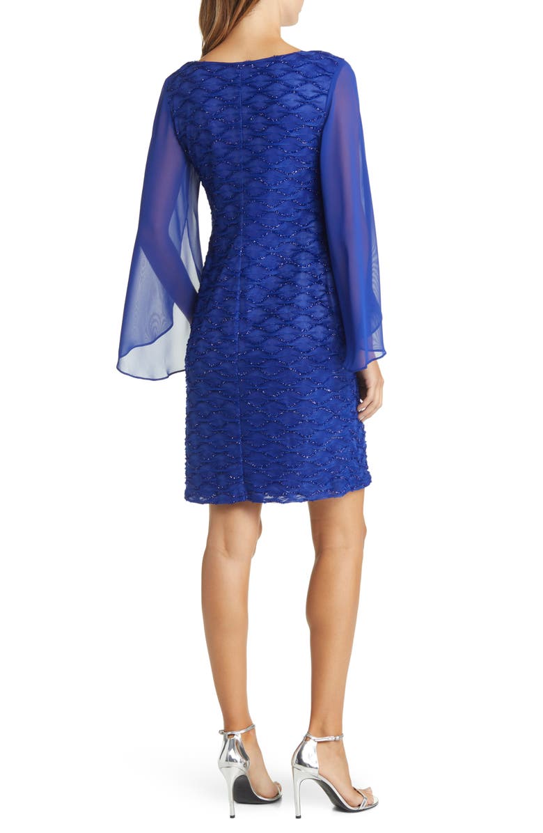 Connected Apparel Chiffon Sleeve Dress, Alternate, color, Deep Royal