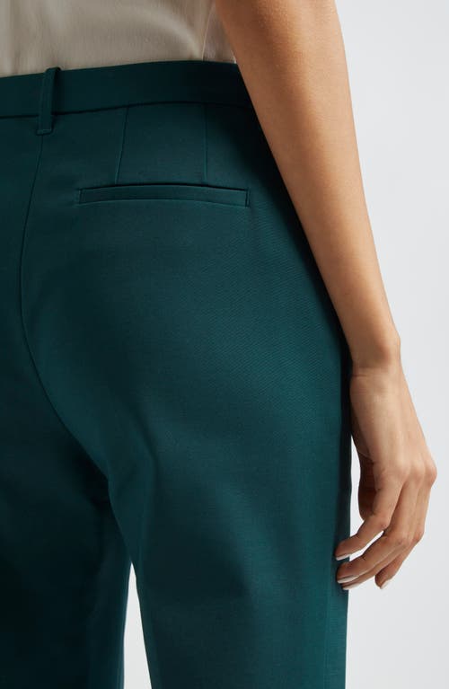 Shop Emporio Armani Couture Cotton Blend Straight Leg Pants In Solid Dark Green