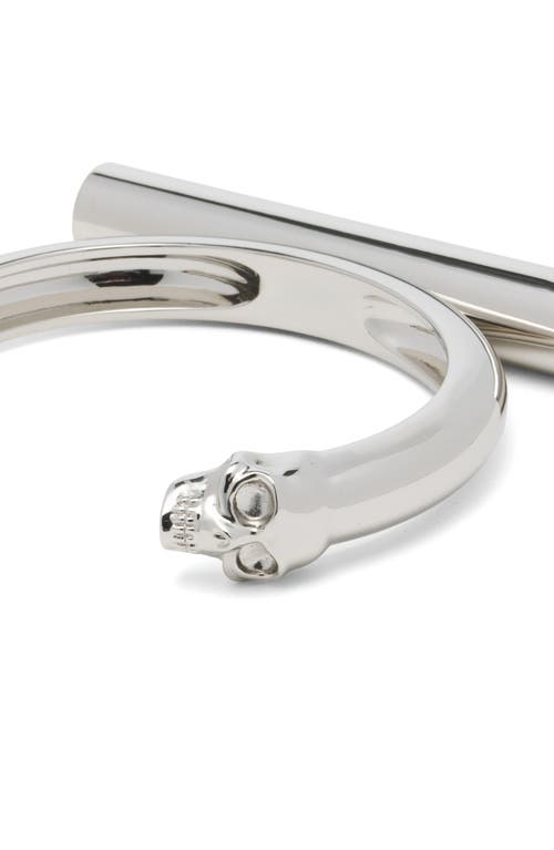 Shop Alexander Mcqueen Crossbar Cuff Bracelet In Palladium