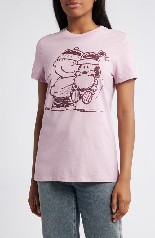 Vinyl Icons Peanuts® Snoopy Santa Graphic Boyfriend T-Shirt in Dawn Pink 