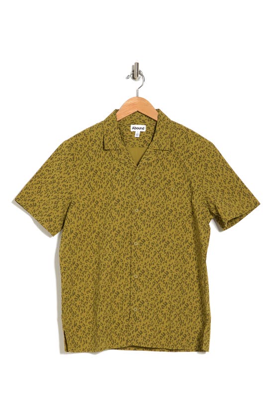 Abound Leopard Print Short Sleeve Shirt In Olive Leopard Print
