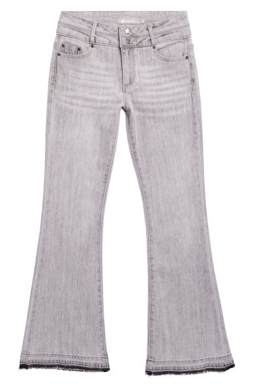 Tractr Kids' Double Waistband Flare Jeans In Grey Wash