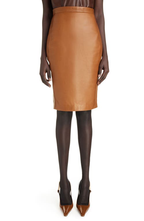 Lambskin Leather Skirt in Marron Glace