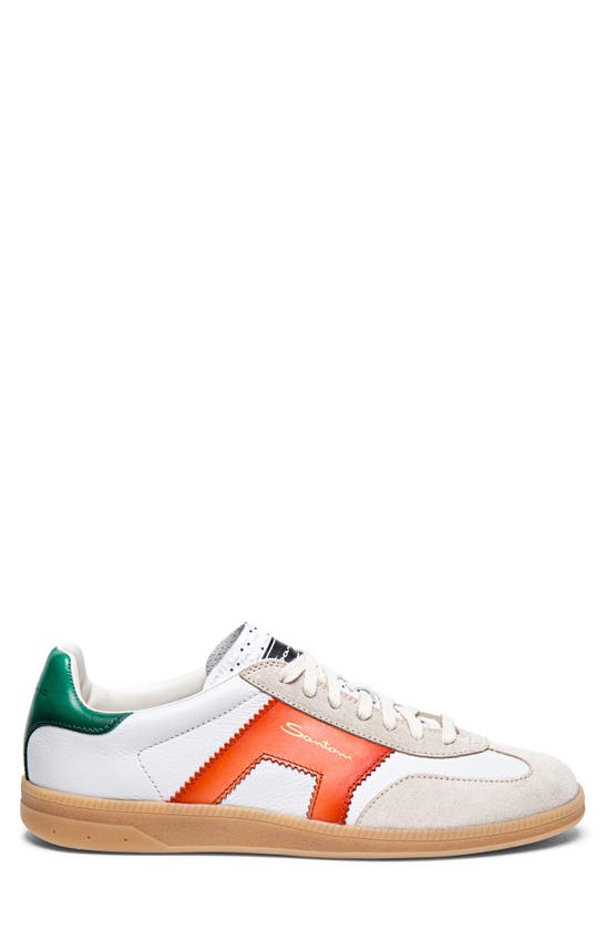 Shop Santoni Olympic Low Top Sneaker In White Orange Green