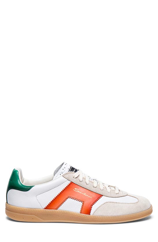 Santoni Dbs Sneakers With Contrast Panel And Rubber Sole In White