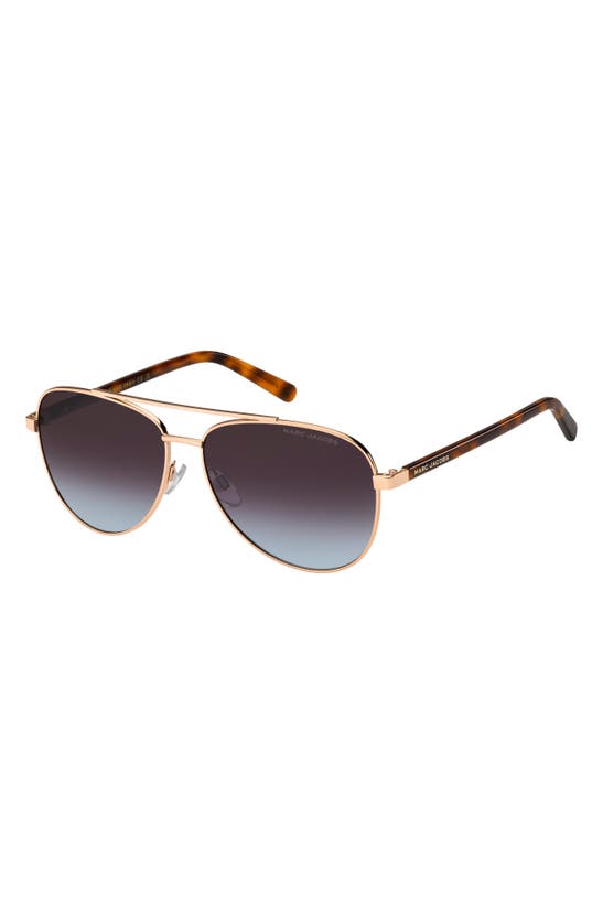 Shop Marc Jacobs 60mm Gradient Aviator Sunglasses In Gold Havana/ Brown Blue
