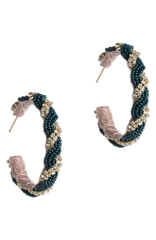 Deepa Gurnani Doris Hoop Earrings In Emerald