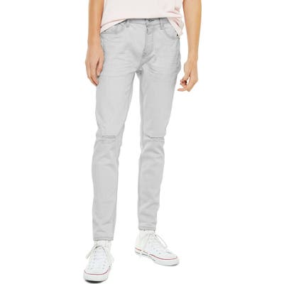 Topman Axl Ripped Skinny Jeans, Grey