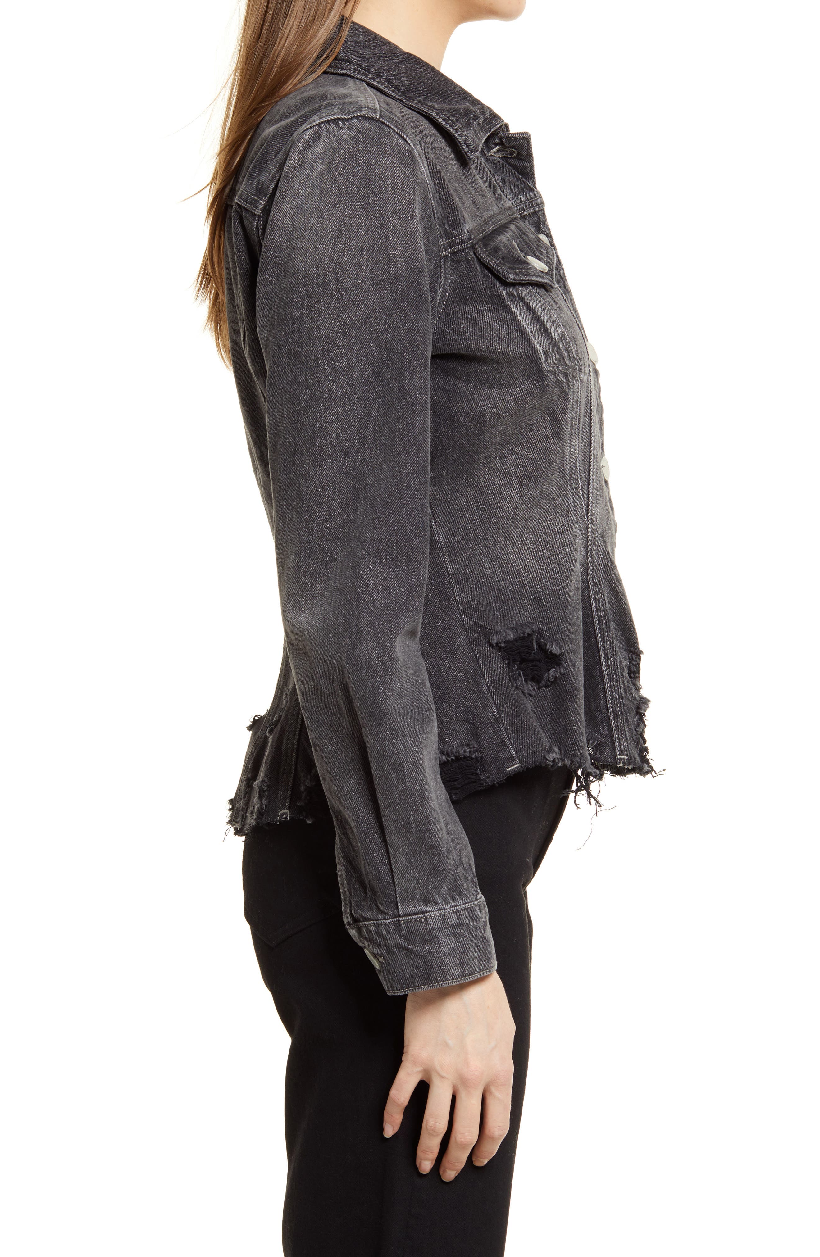 BLANKNYC Peplum Denim Trucker Jacket 