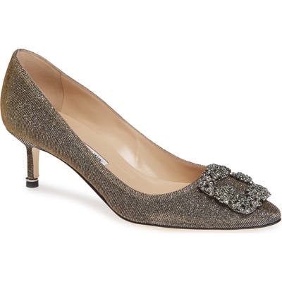 Manolo Blahnik Hangisi Crystal Embellished Pump, Metallic