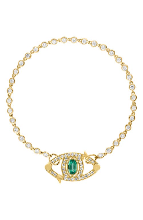 Shop Eden Presley Diamond Bezel & Emerald Eye Bracelet In Emerald/white