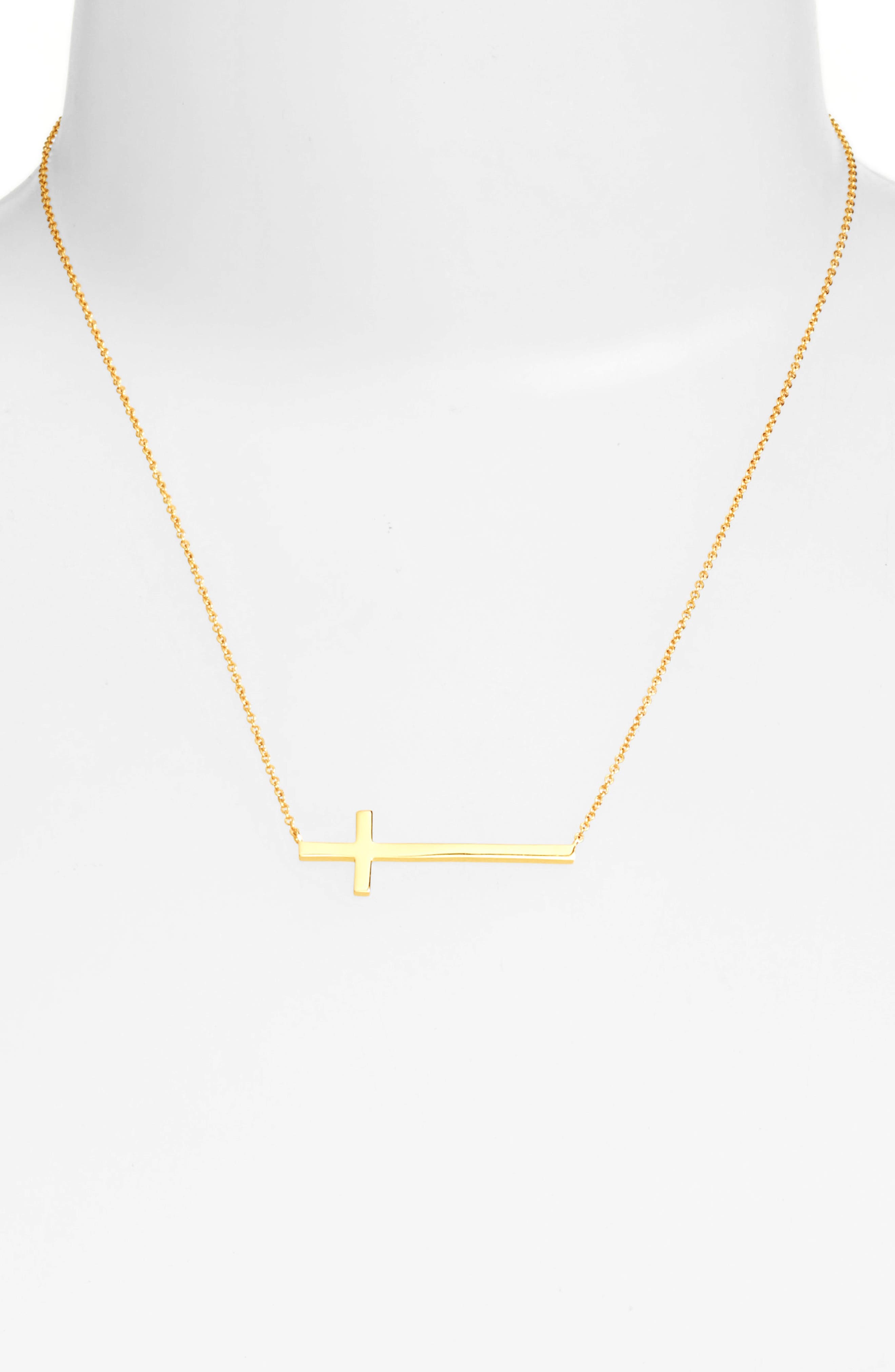 sideways cross pendant necklace