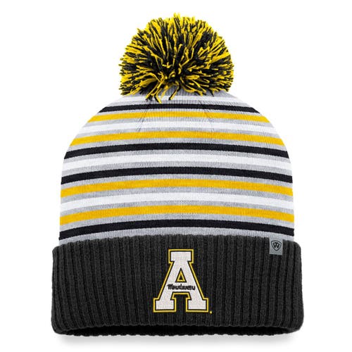 Men's Top of the World Black Appalachian State Mountaineers Dash Cuffed Knit Hat with Pom