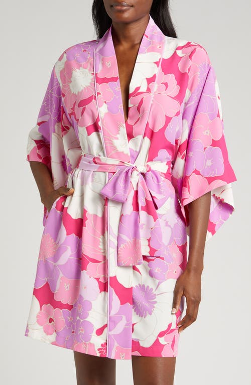 Croisette Floral Matte Satin Robe in Pink
