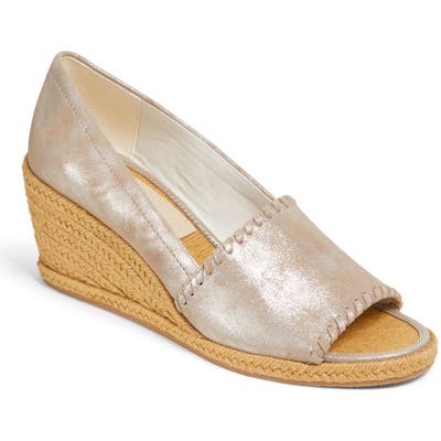 Jack Rogers Palmer Wedge Peep Toe Espadrille, Metallic