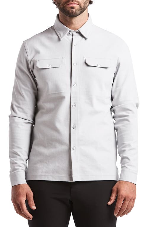 Stretch Thermal Button-Up Shirt in Heather Silver Spoon