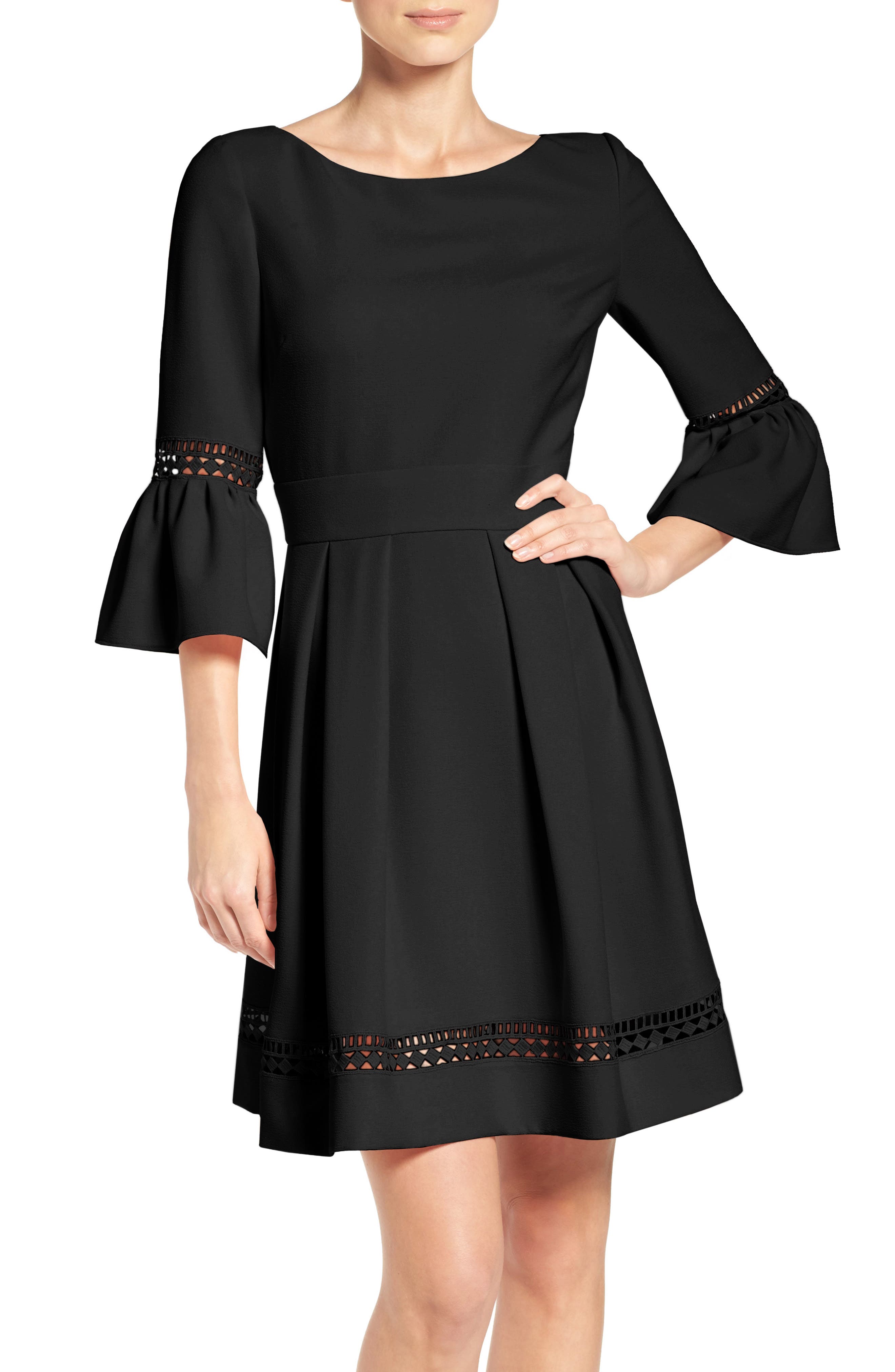 bell sleeve fit and flare dress