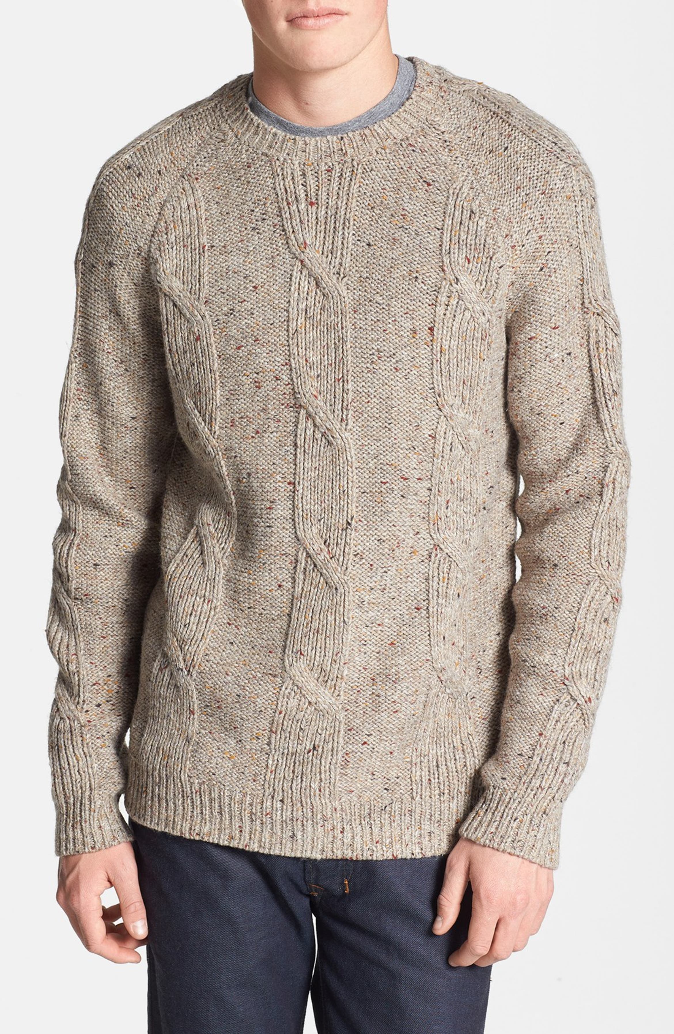 Topman Cable Knit Crewneck Sweater | Nordstrom