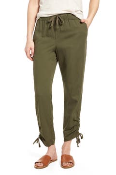 Caslon® Side Ruched Crop Pants (Regular & Petite) | Nordstrom
