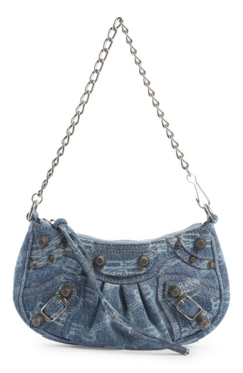 Women's Le Cagole Mini Bag With Chain Bb Monogram Bleached Denim in Blue