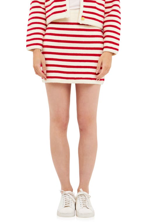 Shop English Factory Stripe Miniskirt In Red/cream