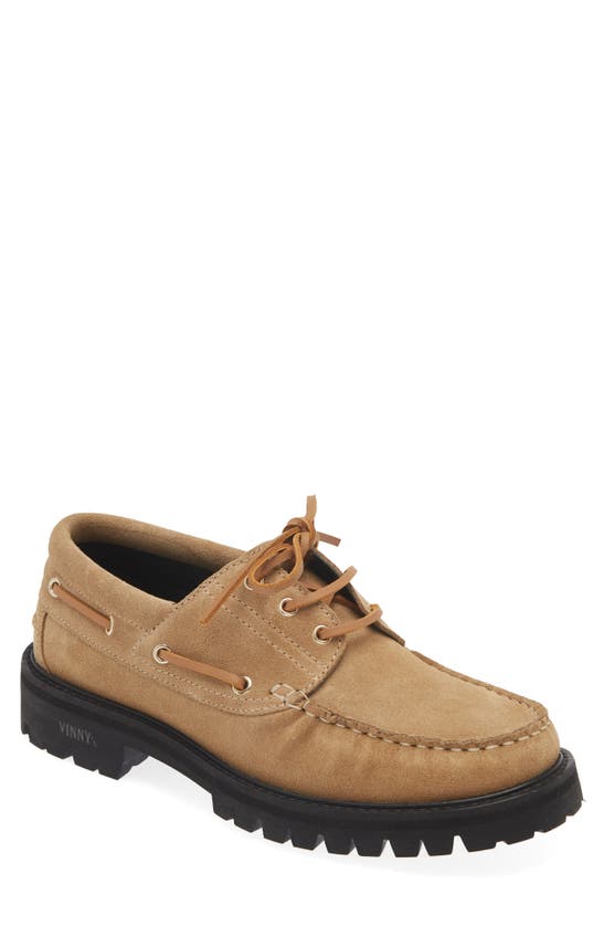 Shop Vinny's Leather Boat Shoe In Sand