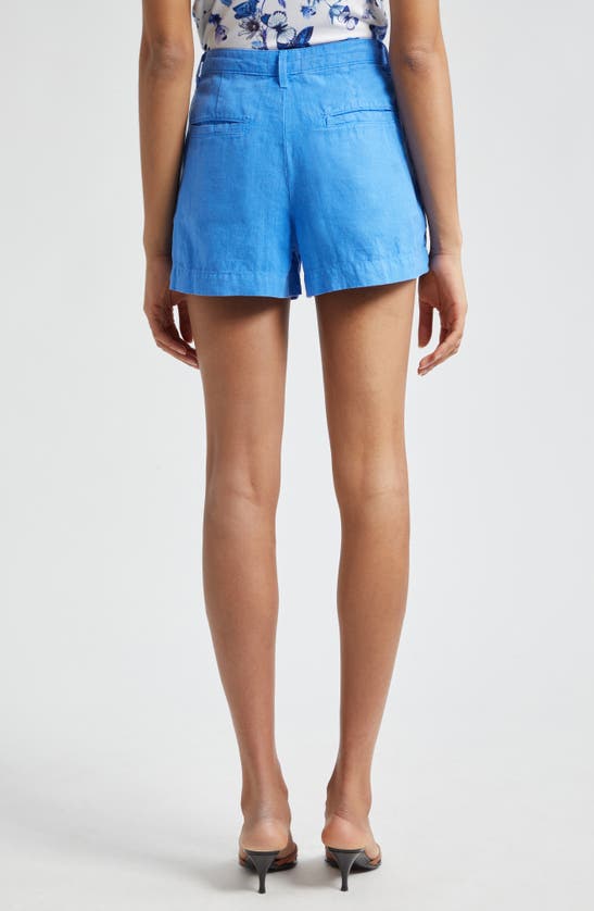 Shop L Agence Zahari Linen Shorts In Palace Blue