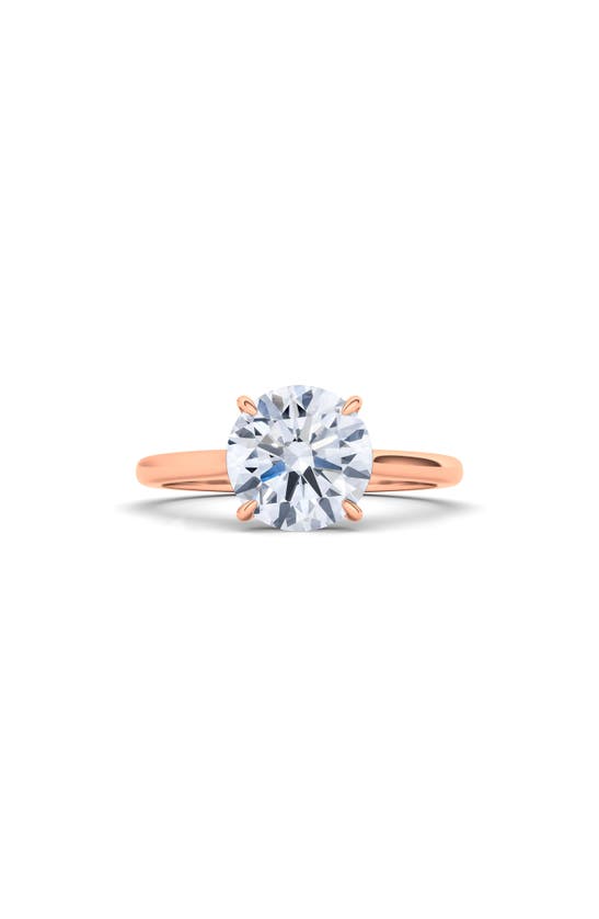 Shop Hautecarat 18k White Gold Round Cut Lab Created Diamond Engagement Ring In 18k Rose Gold