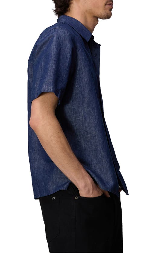 Shop Rag & Bone Dalton Hemp & Cotton Short Sleeve Button-up Shirt In Dark Indigo