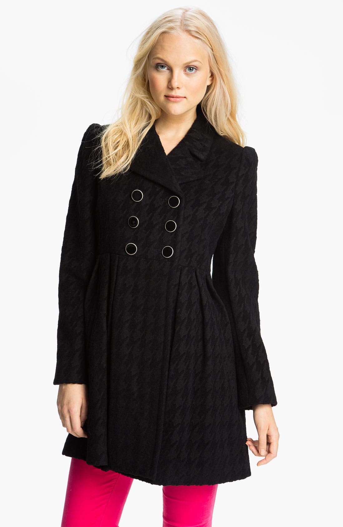 Betsey Johnson Houndstooth Walking Coat | Nordstrom