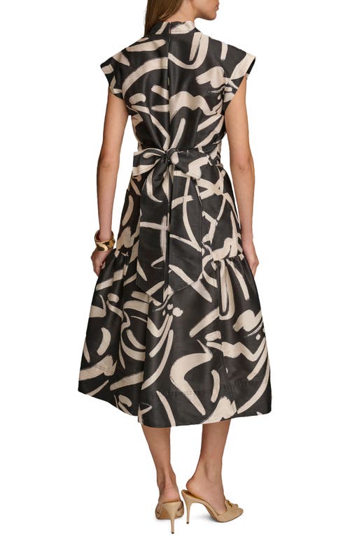 Shop Donna Karan New York Abstract Print Midi Dress In Black/light Canvas