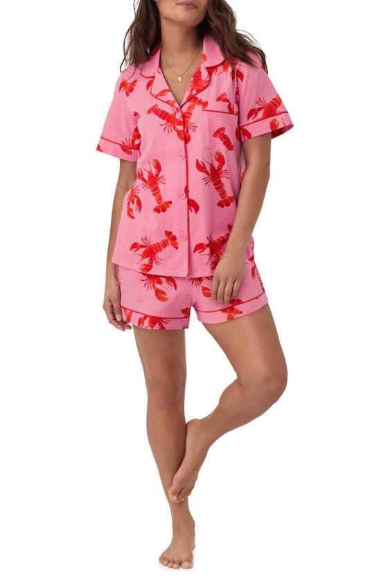 Shop Bedhead Pajamas Print Stretch Organic Cotton Jersey Short Pajamas In Lobster Fest