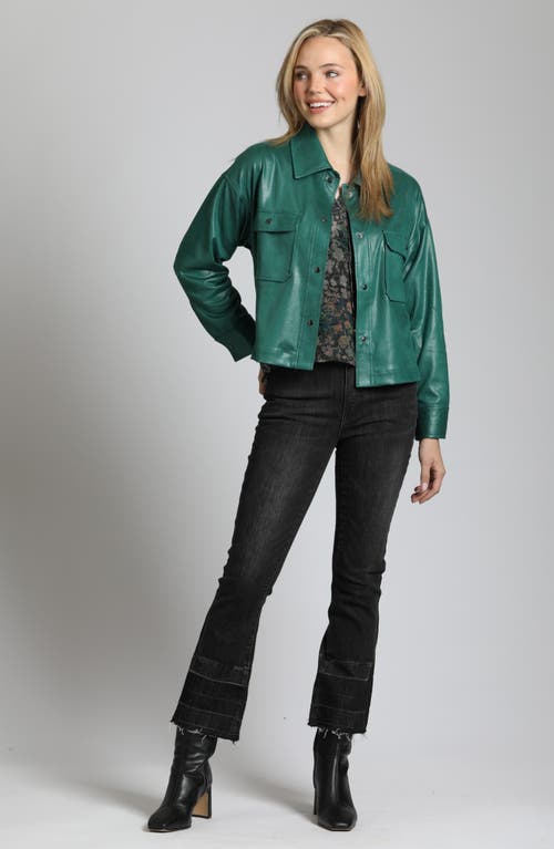 Shop Apny Faux Leather Shirt Jacket In Emerald