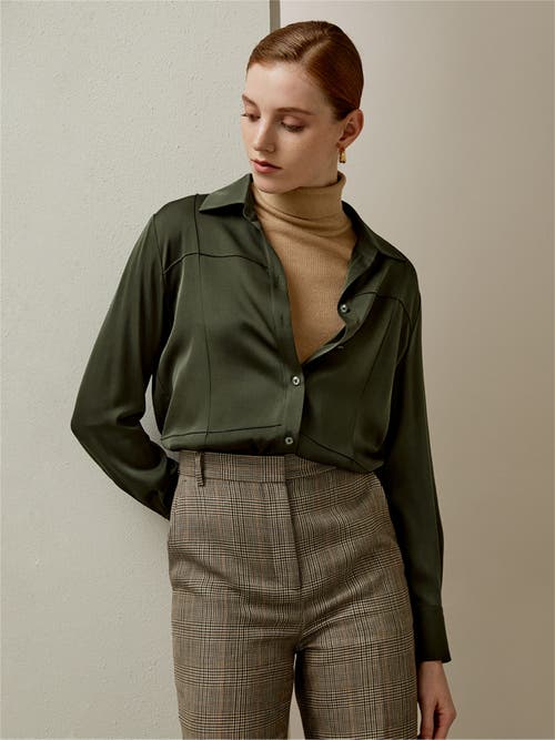 Lilysilk Sprezzatura Silk Blouse In Dark Olive