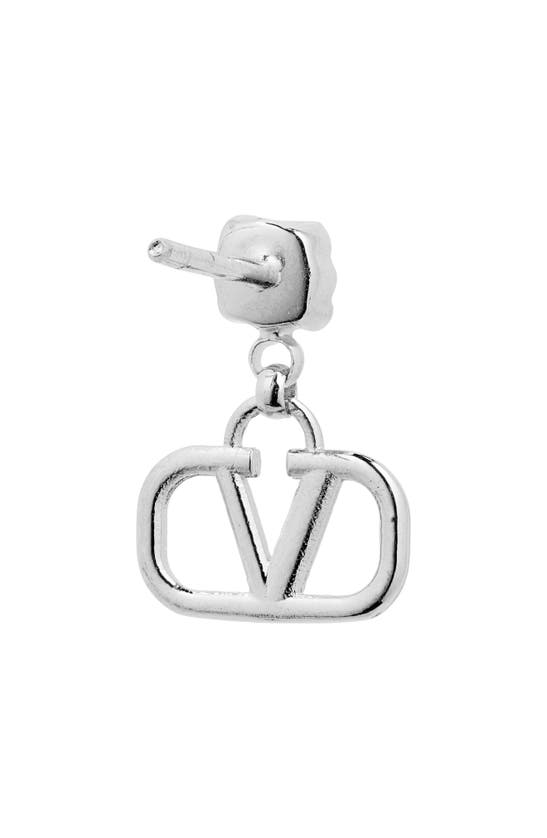 Shop Valentino Vlogo Drop Earrings In 68s Palladium/ Crystal
